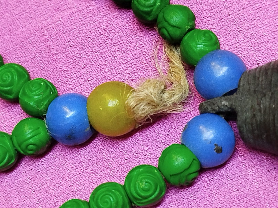 YESİL MAVİ BONCUKLU BRONZ CAN HAYVAN BOYNU İÇİN