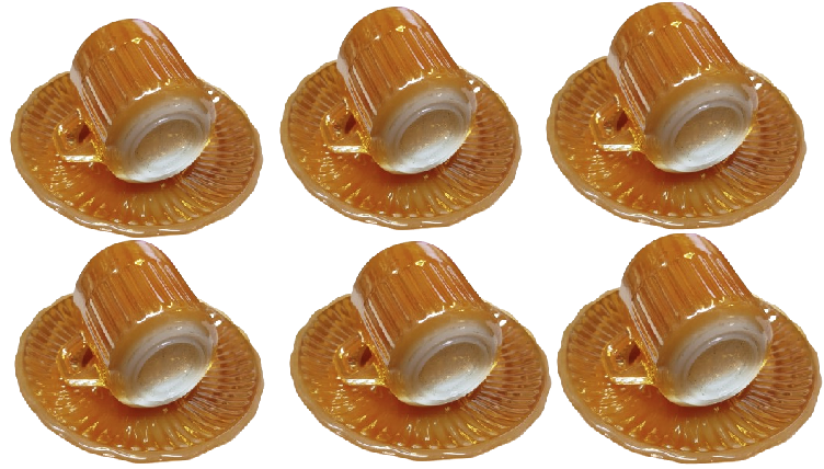 1970 AMERİCAN KAHVE FİNCAN TAKIMI 12 PARCA TABAKLARI VE KULPLU TURK TİPİ FİNCANLAR PARLAK BAL RENK