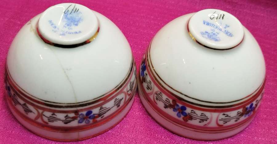 OSMANLI DÖNEMİ DAMGALI  KUZNETSOV EL CİZİM CİFT FİNCAN