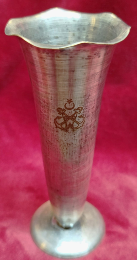 1950 TÜRKİYE DENİZCİLİK İŞLETMELERİ PİRİNC GÜMÜŞ KAPLAMA  KARANFİLLİK ÜZERİ CIPALI İŞLİ  VAZO 