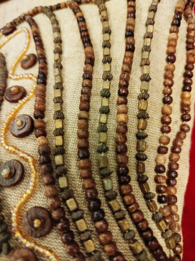 1960 BONCUK TAŞ EL YAPIM AHSAP SAPLI BAYAN CANTA