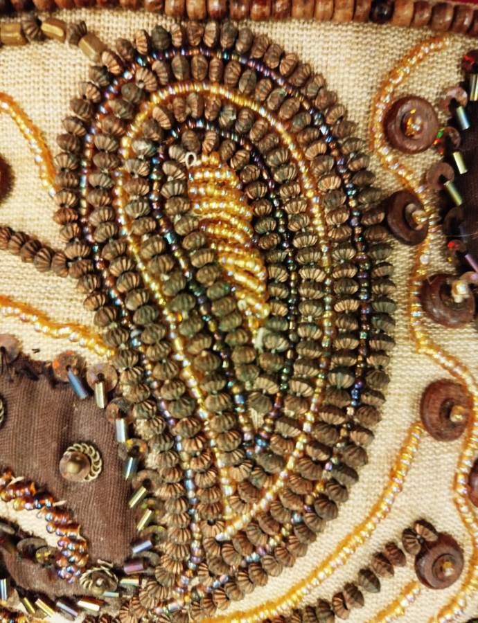 1960 BONCUK TAŞ EL YAPIM AHSAP SAPLI BAYAN CANTA