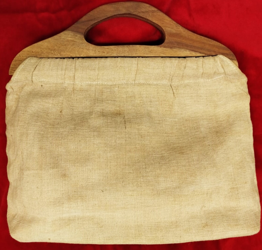 1960 BONCUK TAŞ EL YAPIM AHSAP SAPLI BAYAN CANTA