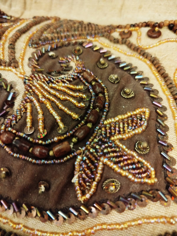 1960 BONCUK TAŞ EL YAPIM AHSAP SAPLI BAYAN CANTA