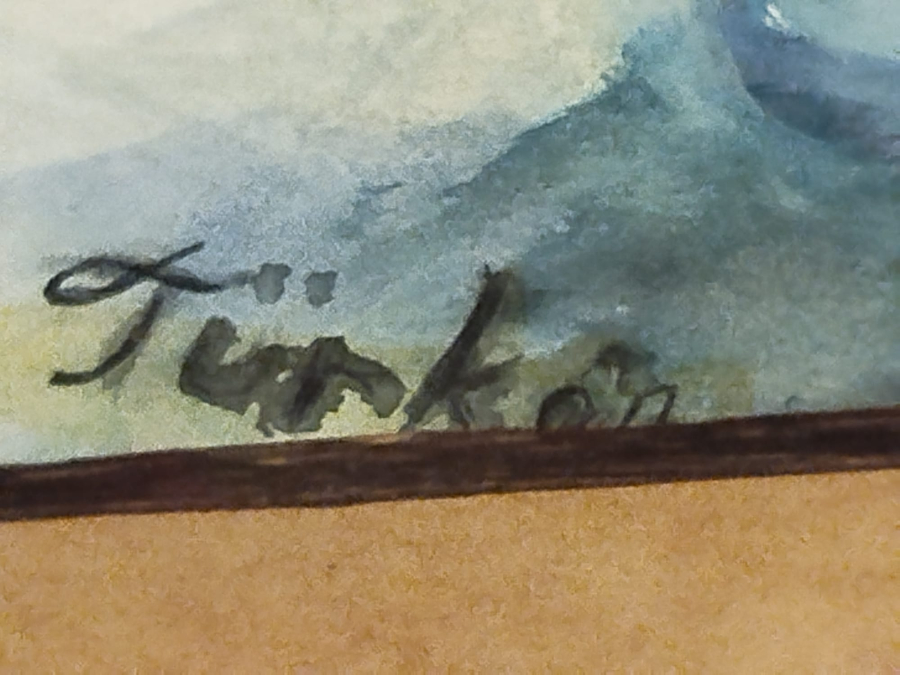 1960 SULUBOYA CALIŞMA  VAZODA GELİNCİK CİCEKLERİ KENDİ CERCEVESİNDE TURKAN İMZALI