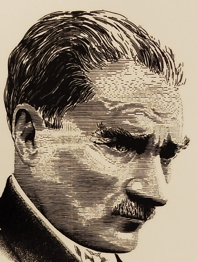 ATATURK PORTRE BEYAZ SERAMİK PANO UZERİNE SİYAH PERA SERAMİK