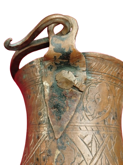 OSMANLI PİRİNC KULPLU BAKIR BOGUMLU KAYMAK  BAKRAC UZERİ KOMPLE KALEM İŞİ