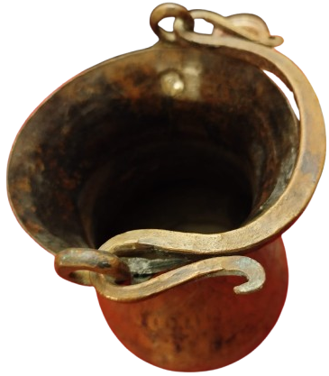 OSMANLI PİRİNC KULPLU BAKIR BOGUMLU KAYMAK  BAKRAC UZERİ KOMPLE KALEM İŞİ