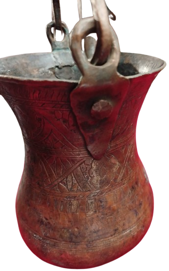 OSMANLI PİRİNC KULPLU BAKIR BOGUMLU KAYMAK  BAKRAC UZERİ KOMPLE KALEM İŞİ