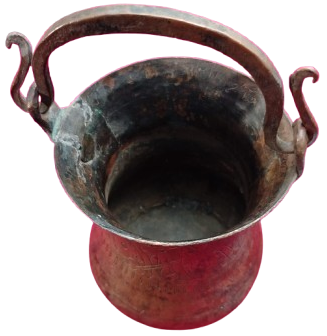 OSMANLI PİRİNC KULPLU BAKIR BOGUMLU KAYMAK  BAKRAC UZERİ KOMPLE KALEM İŞİ