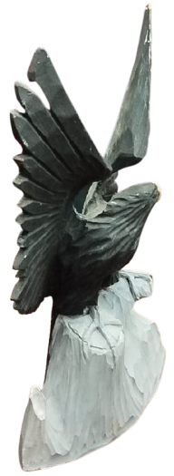  TEK PARCA AHŞAP AGACTAN YAPILMIŞ BUYUK BOYDA KAYANIN ÜZERİNE KONMUŞ KARTAL