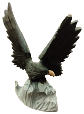  TEK PARCA AHŞAP AGACTAN YAPILMIŞ BUYUK BOYDA KAYANIN ÜZERİNE KONMUŞ KARTAL