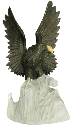  TEK PARCA AHŞAP AGACTAN YAPILMIŞ BUYUK BOYDA KAYANIN ÜZERİNE KONMUŞ KARTAL