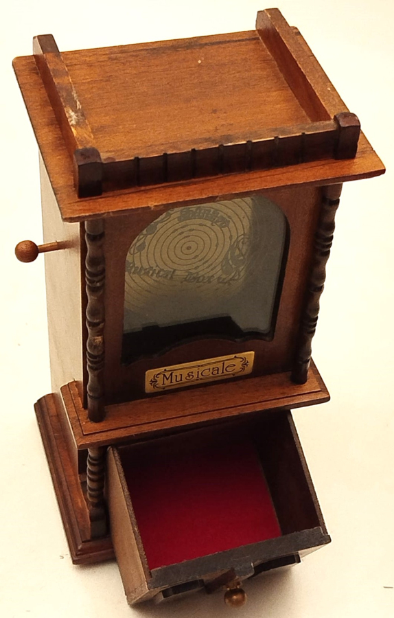 NUSİCALE ANTİKA AHŞAP CEKMECELİ LATARNALI MÜZİK KUTUSU