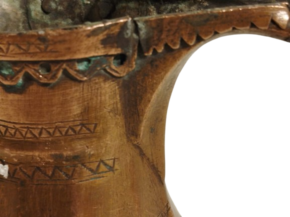 OSMANLI DOGME BAKIR TİRYAKİ CEZVE TEK FİNCANLİK UZERİ KALEM İŞ SÜSLEME