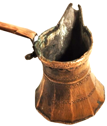 OSMANLI DOGME BAKIR TİRYAKİ CEZVE TEK FİNCANLİK UZERİ KALEM İŞ SÜSLEME