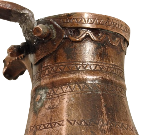 OSMANLI DOGME BAKIR TİRYAKİ CEZVE TEK FİNCANLİK UZERİ KALEM İŞ SÜSLEME