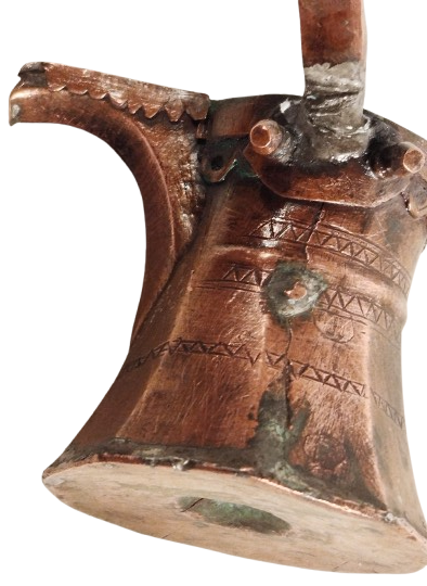 OSMANLI DOGME BAKIR TİRYAKİ CEZVE TEK FİNCANLİK UZERİ KALEM İŞ SÜSLEME