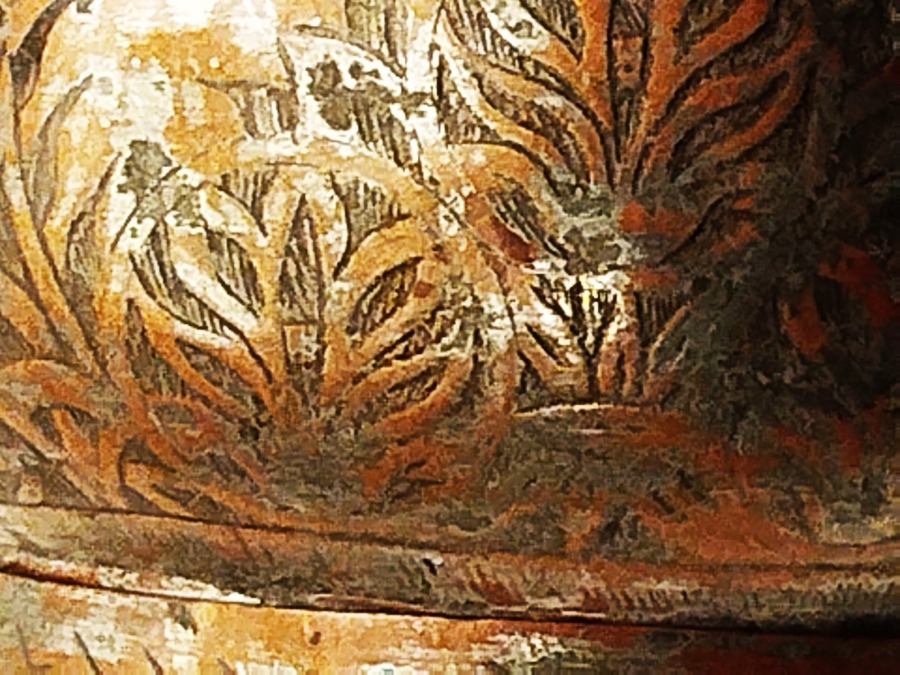 TEKKE İSİ BAKIR KAPAKLI UZERİ YILDIZLI KABARTMA  KAHVE KUTUSU 