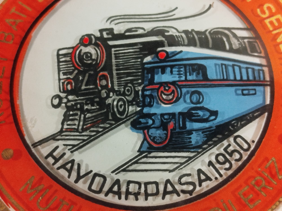 1950 HAYDARPASA KUZEY BATİ BOLGESİ DMY İSCİLERİ SENDİKASI MUTLULUKLAR DİLERİZ CAM  PLAKET