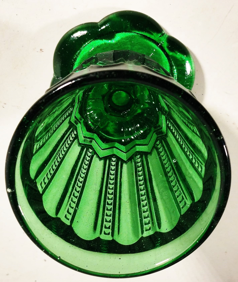 1930 PORTLEUX URANYUM YESİL AYAKLI ETLİ KALIN CAM BARDAK