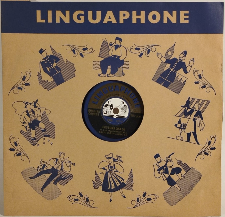 LİNGUAPHONE TAŞ PLAK İNGİLİZCE DERS KAGIT KAPAK VE PLAK COK TEMİZ    