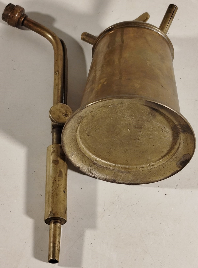 1930 KUYUMCU TAMİRCİ PİRİNC KAZANLI  SALOMO KORUKLU KAYNAK LEHİM ALETİ ÜZERİ DAMGALI