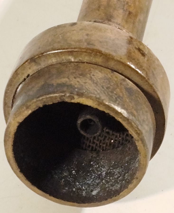 1930 KUYUMCU TAMİRCİ PİRİNC KAZANLI  SALOMO KORUKLU KAYNAK LEHİM ALETİ ÜZERİ DAMGALI