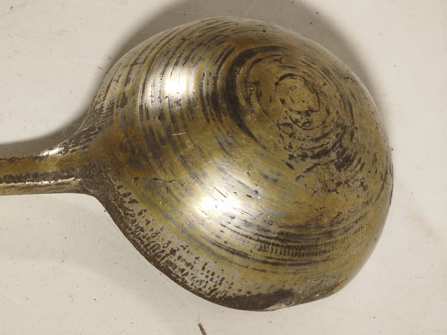 OSMANLI TEKKE İŞİ HELVA  DAGITIM KEPCESİ TEK PARCA BRONZ PARCADAN ELDE YAPILMA