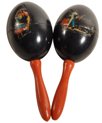 1980 ORJİNAL İSPANYOL FLAMENKO CİFT MARAKAS AHŞAP SALLAMA RİTİM 