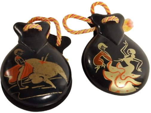 ORJİNAL İSPANYOL FLAMENKO RİTİM ALETİ KASTANYET CİFT TINISI YUKSEK OZEL ALASIM