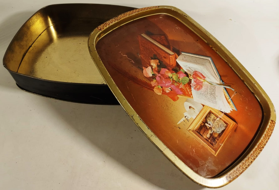 1960 CONTAINER TENEKE KAPAKLI HATIRA DEFTERİ ANI KUTUSU 