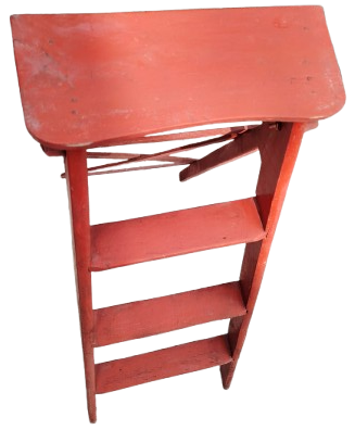 1950 AHSAP DORT BASAMAKLI EV DUKKAN İCERSİNDE KULLANILAN  KIRMIZI MERDİVEN 