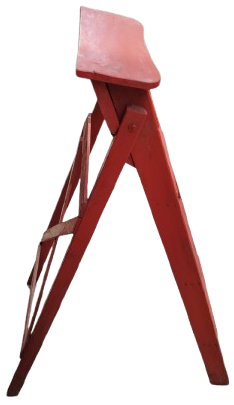 1950 AHSAP DORT BASAMAKLI EV DUKKAN İCERSİNDE KULLANILAN  KIRMIZI MERDİVEN 