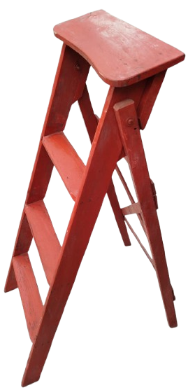 1950 AHSAP DORT BASAMAKLI EV DUKKAN İCERSİNDE KULLANILAN  KIRMIZI MERDİVEN 