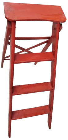 1950 AHSAP DORT BASAMAKLI EV DUKKAN İCERSİNDE KULLANILAN  KIRMIZI MERDİVEN 