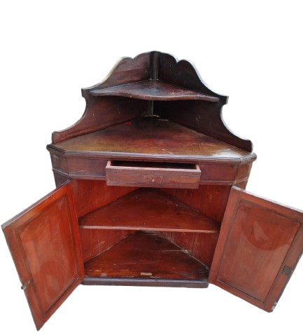 1920 AHSAP MASIF KİLİSE KOSE VİTRİN DOLAP CEKMECELİ CİFT KAPILI RAFLI TOREN DOLAP SARAPLIK 