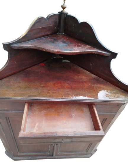 1920 AHSAP MASIF KİLİSE KOSE VİTRİN DOLAP CEKMECELİ CİFT KAPILI RAFLI TOREN DOLAP SARAPLIK 