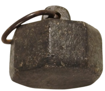 OSMANLI ALTI KOSELİ BRONZ AGIRLIK  KULPLU BİR OKKA UZERİ CİFT HİLAL