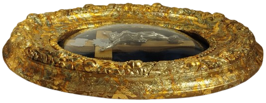 1920 ALTIN VARAK AHSAP CERCEVESİNDE OVAL BOMBELİ CAM HZ İSA