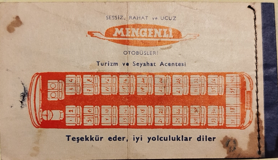 1964 MENGENLİ  YOLCU BİLETİ SEHİRLER ARASI