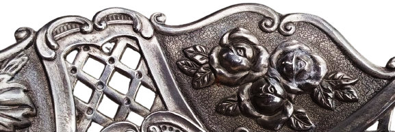 ALMAN GÜMÜŞÜ FLORAL MOTİFLİ MASA ÜZERİ METAL ŞEKERLİK MEYVALIK 