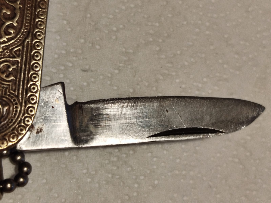 1950 ORJİNAL SÜRMENE EL DÖGME CİFT AGIZLI CELİK CAKI PASLANMAZ VE DIŞ KISMI PİRİNC