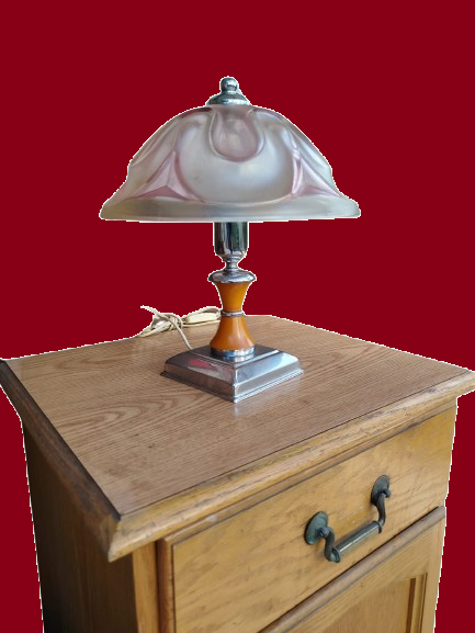 1980 İTALYAN TİFANİ CAM MANTAR FORM LAMBA CALIŞMA MASA LAMBASI 