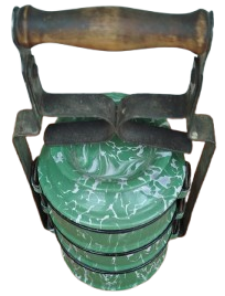 OSMANLI YESİL ÜZERİ SİYAH FAŞARITLİ EMAYE 3 GÖZ TASINABİLİR SEFERTASI