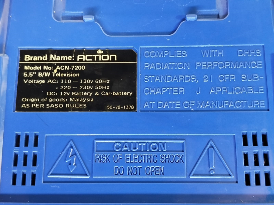 1990 ICE MİNİ ARABA TV 1002 SİYAH BEYAZ UFAK TUPLU TELEVİZYON 