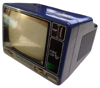 1990 ICE MİNİ ARABA TV 1002 SİYAH BEYAZ UFAK TUPLU TELEVİZYON 