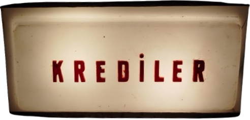 1950 BANKA İŞLEM YAPILAN KREDİLER BOLUMUNU GOSTEREN ISIKLI TABELA