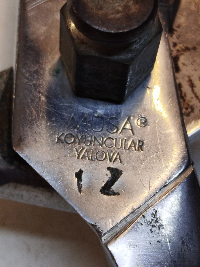 1950 USTA İŞİ EL YAPIM PAKMAK KISMI PİRİNC SAG EL TERZİ KUMAS KESİM MAKASI