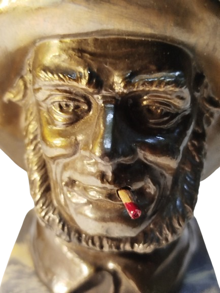 1920 BRONZ MASA USTU FIGURLU ELEKTRİKLİ PURO CAKMAGI BRONZED ELECTRİC LİGHTER 